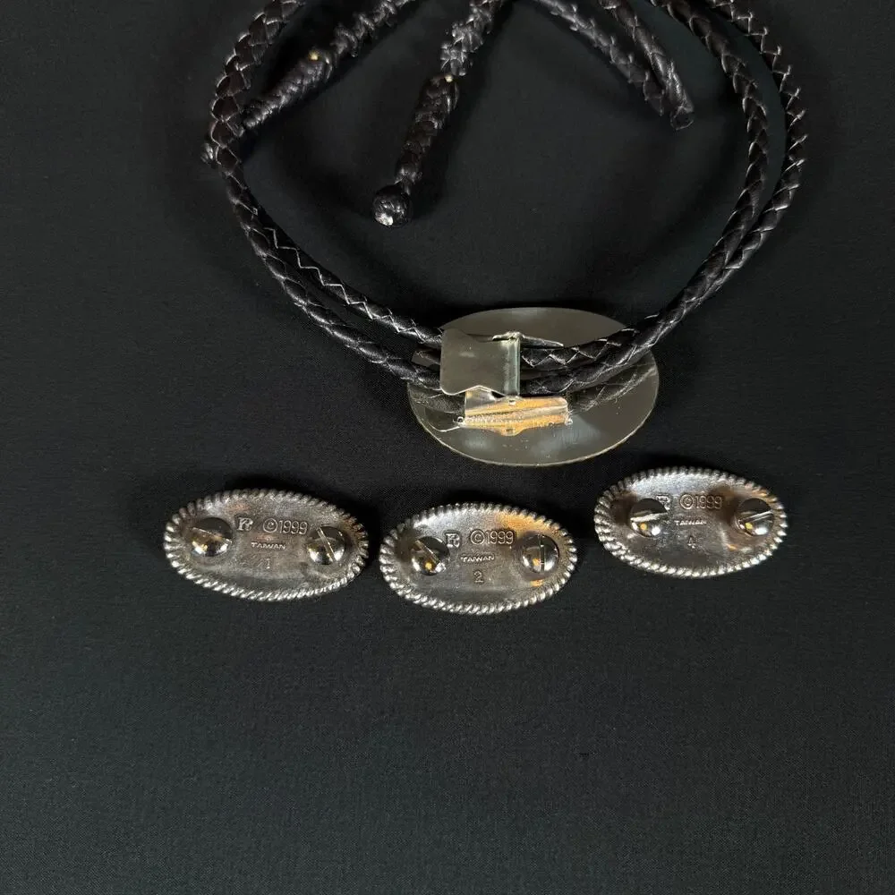 Crumrine Inc Eagle Bolo Tie Longhorn Concho Set Silver Gold Tone Western